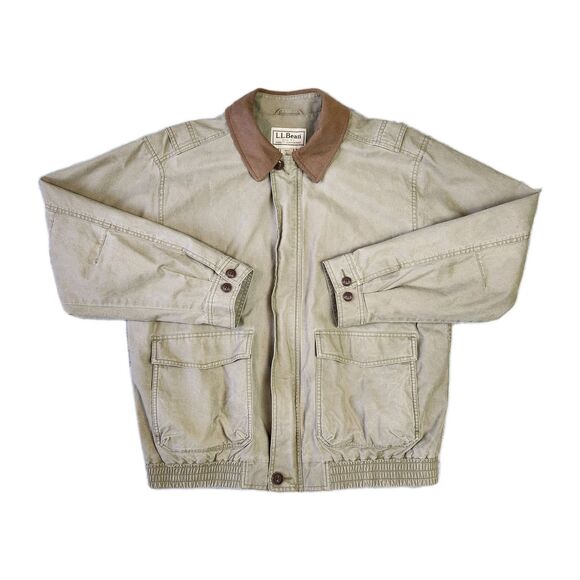 LL‎ Bean Khaki Jacket Mens L Chore Wear Outdoors Gorpcore Camping Urban Nature - Picture 1 of 12